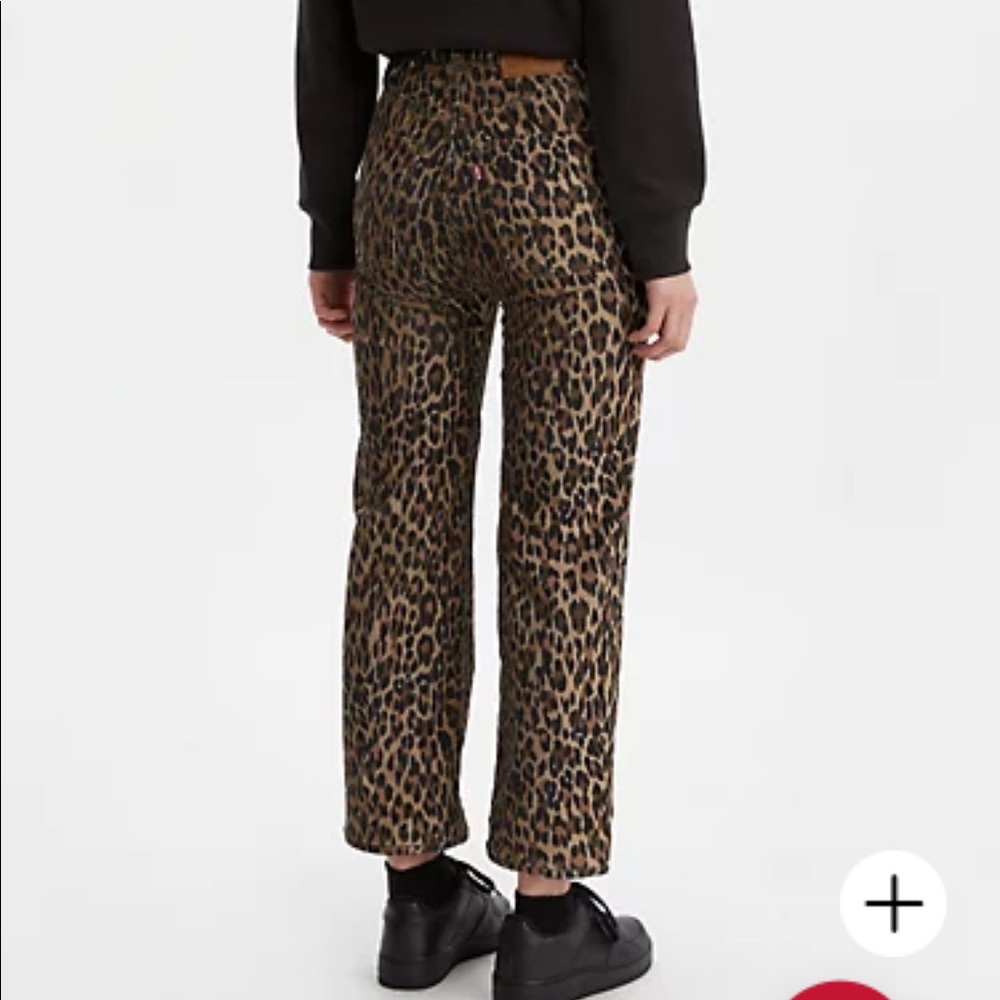 Levi’s ribcage leopard print corduroy pants